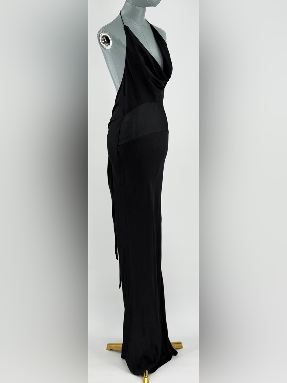 🆕 RAT & BOA 🧿 NWOT Orchid Cowl Neck Maxi Dress, Black w Sheer Panel - Sz XS - Picture 5 of 14